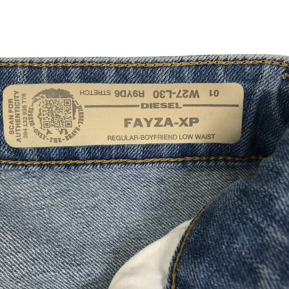 DIESEL Fayza Regular Boyfriend Low Waist Jean Women 27 Blue Stretch Rare Gothcor - Picture 9 of 14